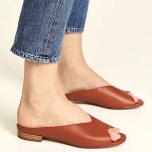 Madewell Tavi Leather Slide in Burnt Red
